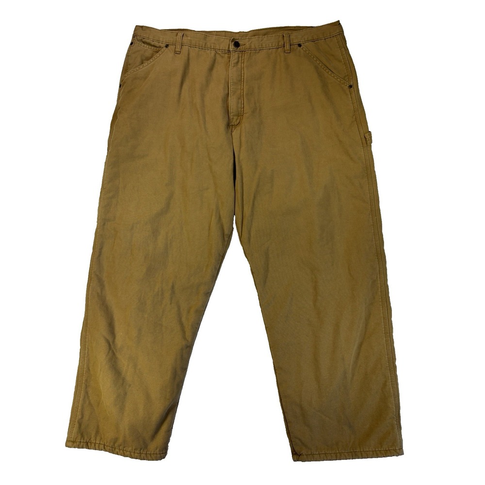 Wrangler Men's 42X30 Brown Fleece Lined Canvas Pants Workwear Chore Utility‎